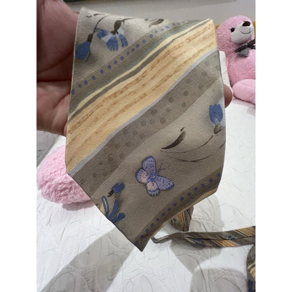 Vintage Stonehenge Neck‎ Tie Butterflies Floral - Picture 2 of 6